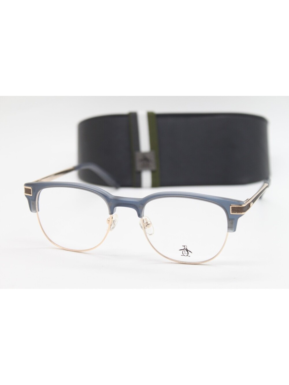 NEW PENGUIN THE PRINCETON DN DARK DENIM GOLD AUTHENTIC EYEGLASSES W/CASE 48-19